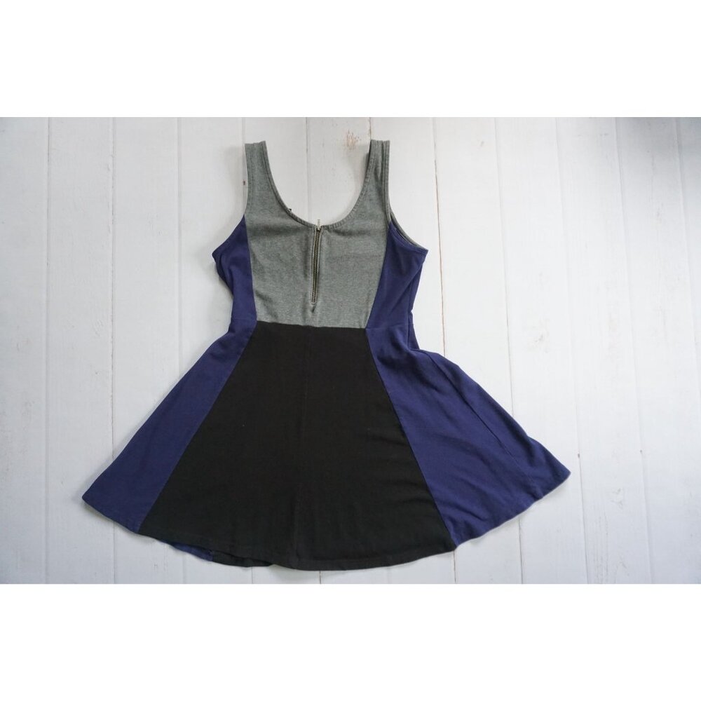 Express Colorblock Black/Blue/Gray Fit & Flare Dress - Size L - Picture 6 of 7